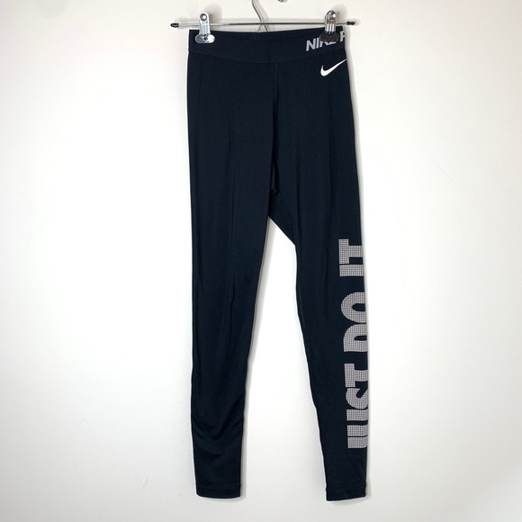 Nike Pro Warm Fleece Just Do it Logo Leggings Running Dri fit Black Second layer - Picture 8 of 15
